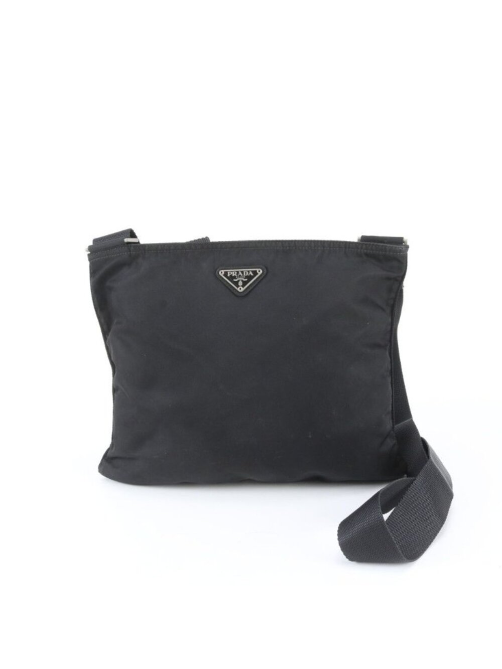 Prada White Tag Yes Tessuto Nylon Triangle Logo Leather Shoulder Bag Crossbody